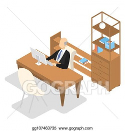 Vector Art - School principal sitting in his office and ...