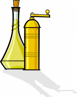 Salad Olive Oil and Pepper Grinder - Vector Image