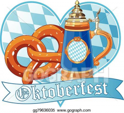 Clip Art Vector - Oktoberfest pretzel and mug. Stock EPS ...