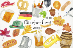 Watercolor Oktoberfest Clipart, Oktoberfest Clip Art, Beer