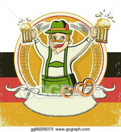 Vector Art - German man and beers. vintage oktoberfest ...