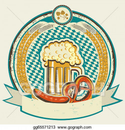 Clip Art Vector - Vintage oktoberfest label with beer and ...