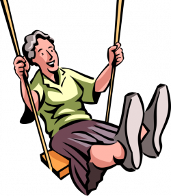 Senior Citizen Swinging on Swing - Vector Image