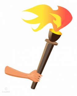 Olympic torch in hand simple color clip art