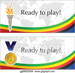 EPS Illustration - Olympic frame with torch and medal ...