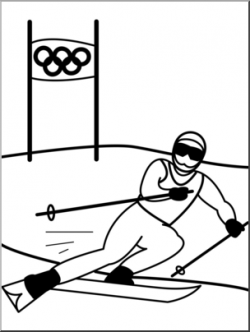 Clip Art: Winter Olympics: Skiing B&W I abcteach.com | abcteach