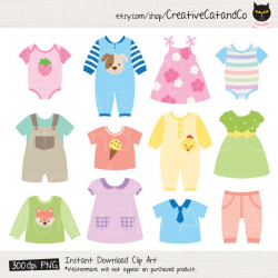 Baby dress Clipart Baby Shower Clipart Baby Clothes Clipart - Digital  Instant Download