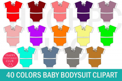 40 Baby Bodysuit Clipart-Baby Outfit Clipart-Baby Onesies