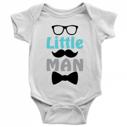 Little Man Infant Bodysuit - Aqua, Gray, & Black | Chic Baby Cakes