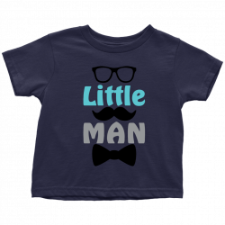 Little Man Infant Bodysuit - Aqua, Gray, & Black | Chic Baby Cakes