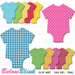 Polka Dot and Houndstooth Onesie Clipart Clip Art Digital Scrapbooking  Commercial Use - printable clipart - Instant Download - DP305
