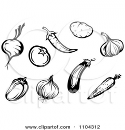 Clipart Black And White Vegetables A Beet Or Onion Tomato ...