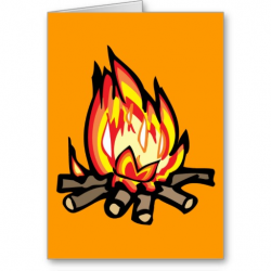 Cartoon Campfire fire burning oranges yellows Greeting Card ...