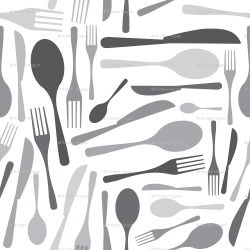 Sliverware, Flatware Forks Spoons and Knives Chef Pattern fabric ...