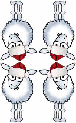 Christmas sheep wearing a Santa Hat. fabric - graphicdoodles ...