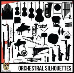 Instruments of the Orchestra and Band Clip Art Silhouettes