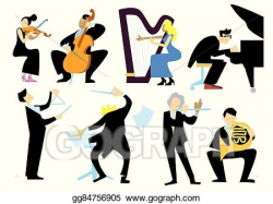 Vector Stock - Music orchestra people, isolated on white ...