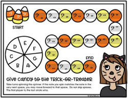 Halloween Music FREE: Spinner Board Games for 3 clefs