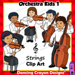 String Instruments | Music Kids Playing Instruments of the Orchestra Clip  Art 1
