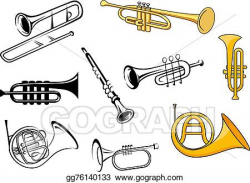 Vector Illustration - Wind instruments in sketch and cartoon ...
