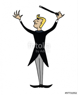 Cartoon conductor. Musician conductin with a baton. Clipart ...