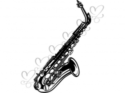Saxophone Music Orchestra Sound Symphony Brass Musical Instrument.SVG .EPS  .PNG Vector Space Clipart Digital Download Circuit Cut Cutting