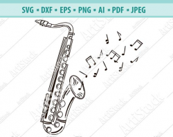 Saxophone Music Orchestra Sound Symphony Brass Musical Instrument.SVG .EPS  .PNG Vector Space Clipart Digital Download Circuit Cut Cutting