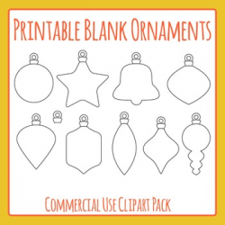 Printable Blank Christmas Ornaments Clip Art Pack for Commercial Use