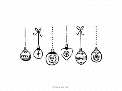 Christmas ornament svg cut file, Heart and bow clipart