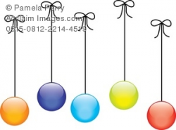 Clip Art Illustration of Colored Christmas Balls