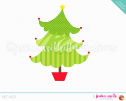Instant Download Funky Pattern Christmas Tree Clip Art, Cute ...