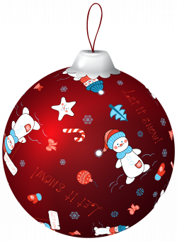 Red Christmas Ball with Snowman PNG Clip Art Image | Gallery ...