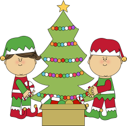 Elves Decorating a Christmas Tree | Christmas Clip Art ...