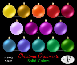 14 Assorted Christmas Ornaments Clipart, Plain Christmas Ornament Clip Art,  Solid Color Ornaments Clipart, Commercial Use