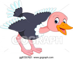 Vector Stock - Cute ostrich cartoon. Clipart Illustration ...