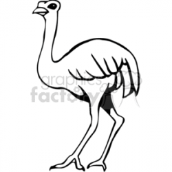 Black and with silhouette of an ostrich clipart. Royalty-free clipart #  130515