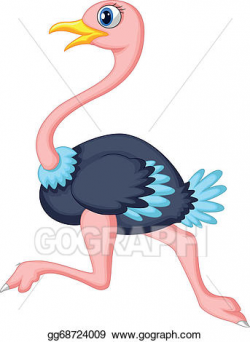 Vector Illustration - Cute ostrich cartoon running . EPS ...