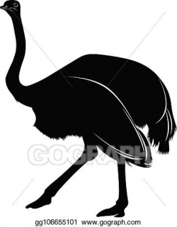 Clip Art Vector - Silhouette of a bird ostrich isolated on ...