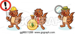 Vector Illustration - Brown sea otter mascot with money. EPS ...