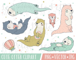 Cute Pastel Otter Clipart Images, Cute Otter Clip Art, Otter ...