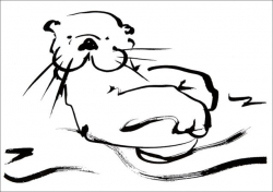 Cute Sea Otters Outline | Otter Outline Drawing ...