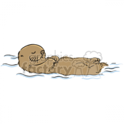 Otter floating in the water clipart. Royalty-free clipart # 377041