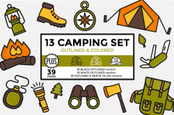 Camping Clipart / Hiking Clipart / Outdoors Clipart Elements