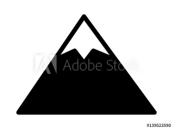 Tall mountain peak with snow flat vector icon for outdoor ...