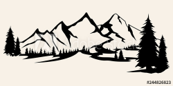 Mountains silhouettes. Mountains vector, Mountains vector of ...