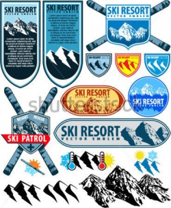 Ski Resort Labels and Mountains Emblems stock vector ...