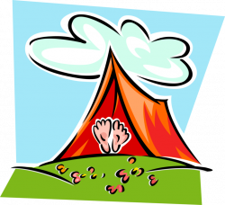 Camping Tent with Feet Exposed - Vector Image