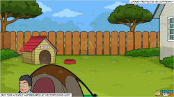 clipart #cartoon A Camper Outside His Tent and A Dog House ...