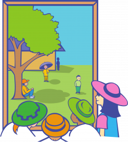 Clipart - kids looking out window v2