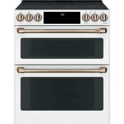 Cafe 30 in. 7.0 cu. ft. Slide-In Double Oven Electric Range with Convection  in Matte White, Fingerprint Resistant